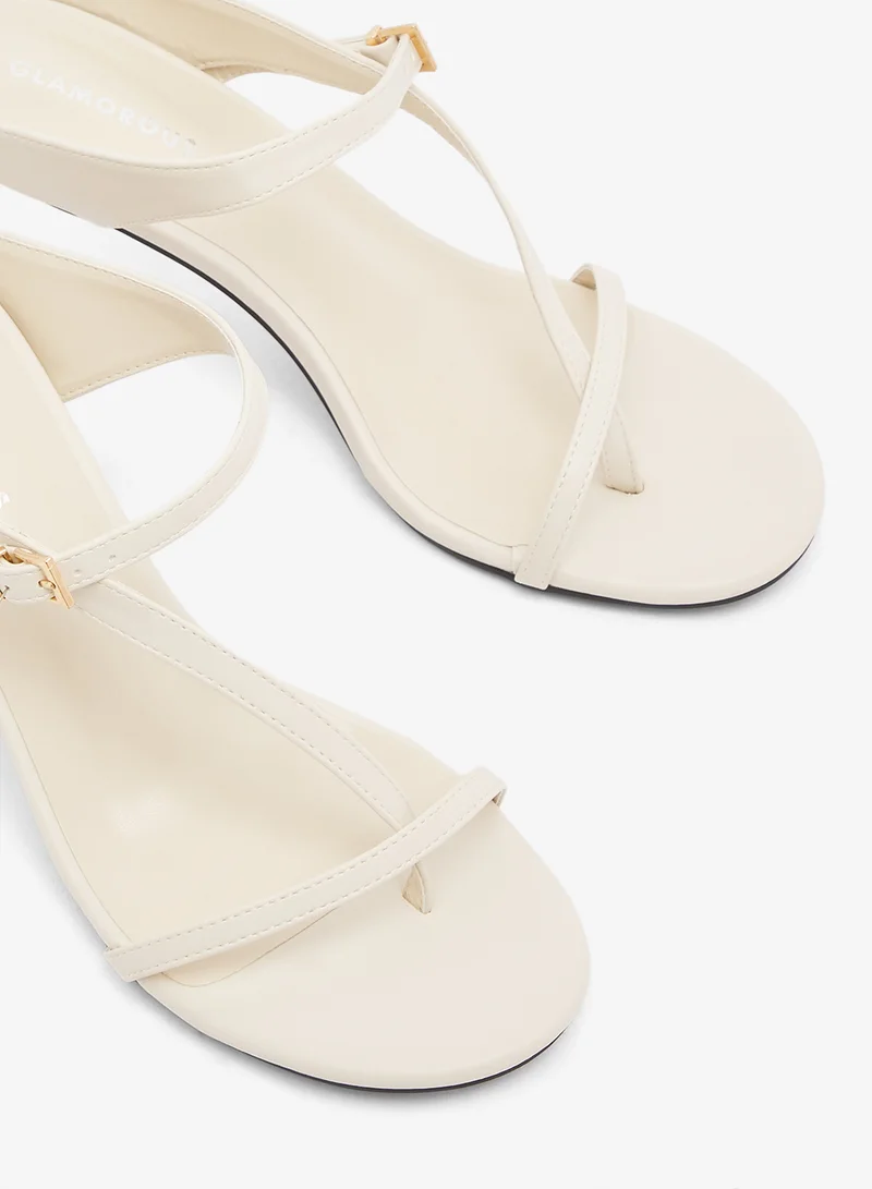 GLAMOROUS CREAM Cream Heeled Mule Sandals for Women | Best Price UAE